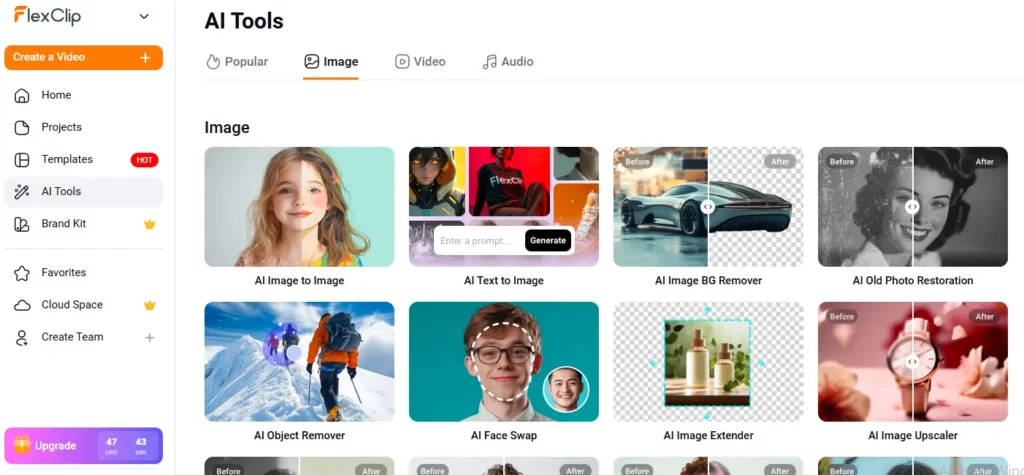 flexclip AI image generator